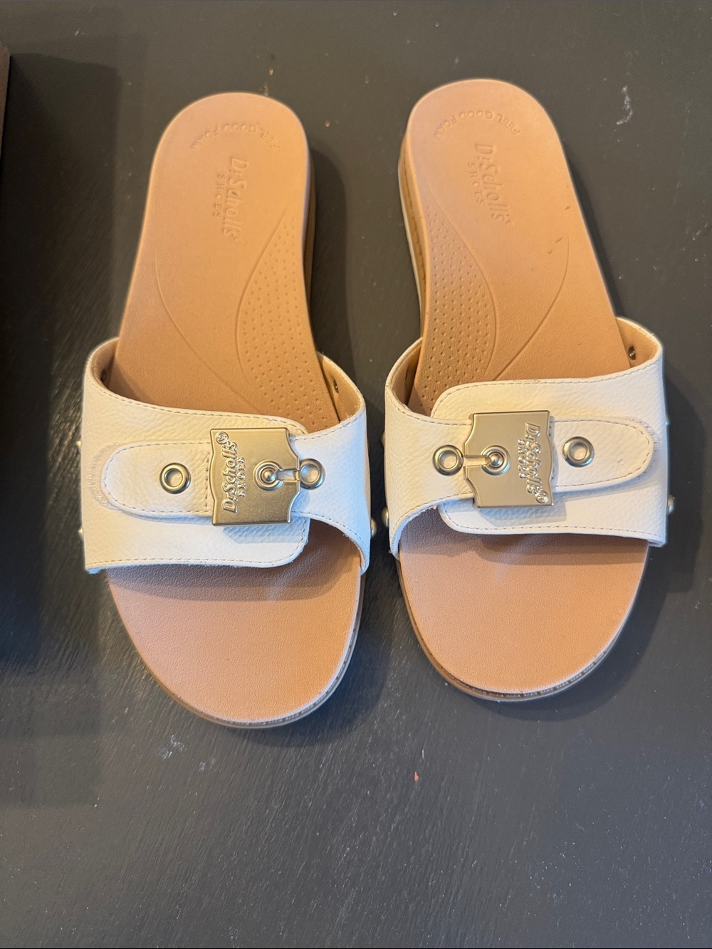 Dr scholls White Studded Leather Slide Sandal